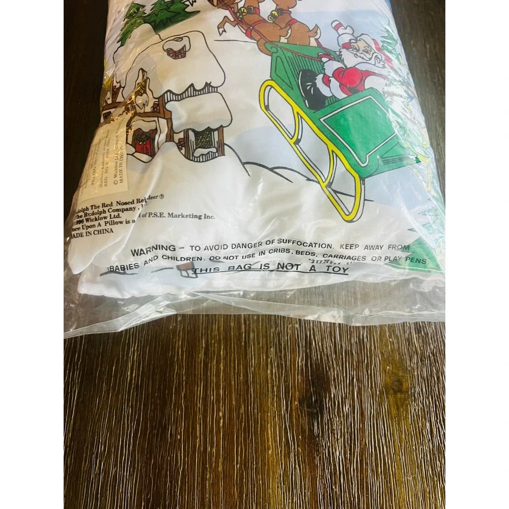 Vintage 1996 Rudolph Red-Nosed Reindeer Story Pillow New Sealed Montgomery Ward